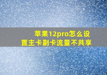 苹果12pro怎么设置主卡副卡流量不共享