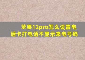 苹果12pro怎么设置电话卡打电话不显示来电号码