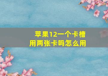 苹果12一个卡槽用两张卡吗怎么用