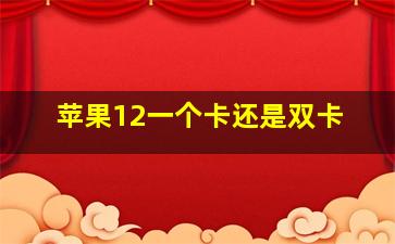 苹果12一个卡还是双卡