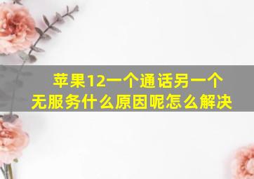 苹果12一个通话另一个无服务什么原因呢怎么解决