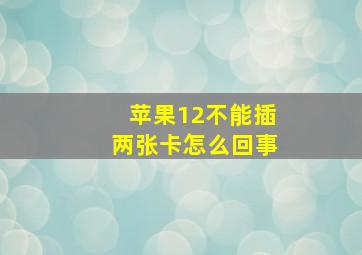 苹果12不能插两张卡怎么回事