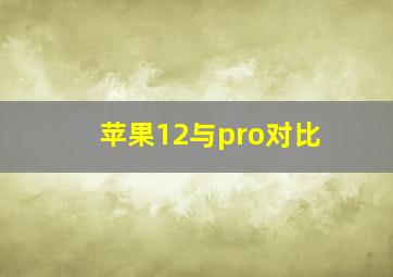 苹果12与pro对比