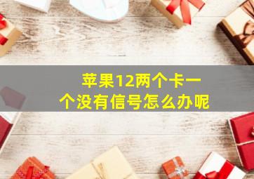 苹果12两个卡一个没有信号怎么办呢