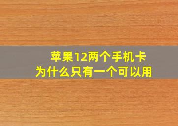 苹果12两个手机卡为什么只有一个可以用