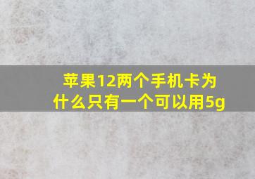 苹果12两个手机卡为什么只有一个可以用5g