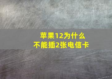 苹果12为什么不能插2张电信卡