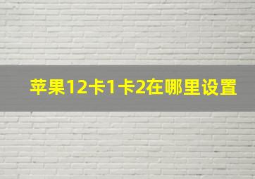 苹果12卡1卡2在哪里设置