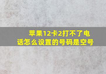 苹果12卡2打不了电话怎么设置的号码是空号