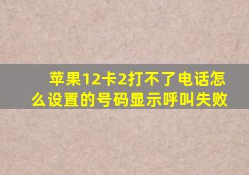 苹果12卡2打不了电话怎么设置的号码显示呼叫失败