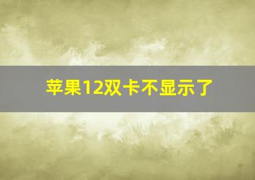 苹果12双卡不显示了