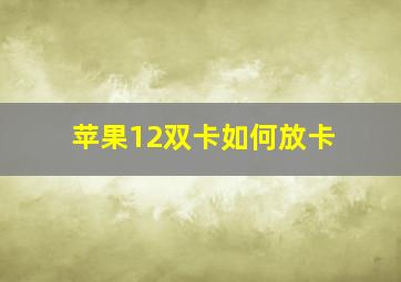 苹果12双卡如何放卡