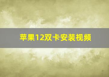 苹果12双卡安装视频