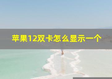 苹果12双卡怎么显示一个