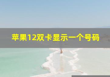 苹果12双卡显示一个号码