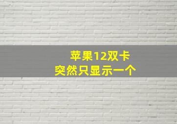 苹果12双卡突然只显示一个