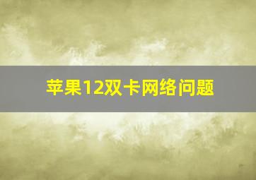 苹果12双卡网络问题