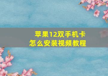 苹果12双手机卡怎么安装视频教程