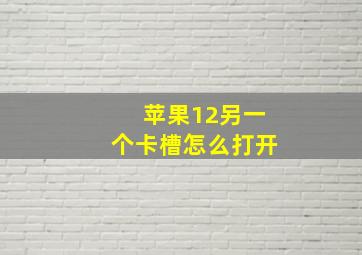 苹果12另一个卡槽怎么打开