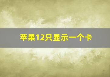 苹果12只显示一个卡