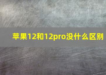 苹果12和12pro没什么区别