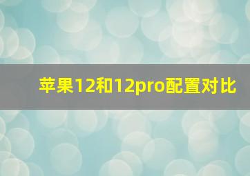 苹果12和12pro配置对比