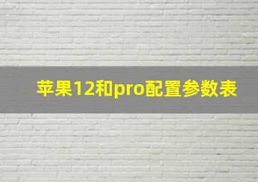 苹果12和pro配置参数表