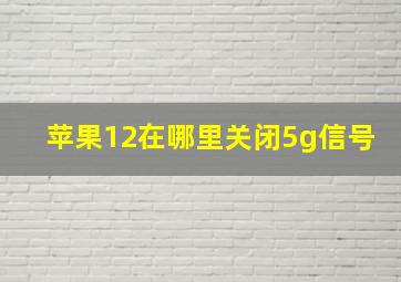 苹果12在哪里关闭5g信号