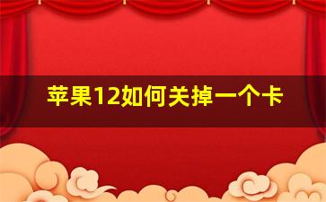 苹果12如何关掉一个卡