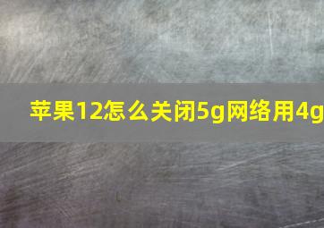 苹果12怎么关闭5g网络用4g