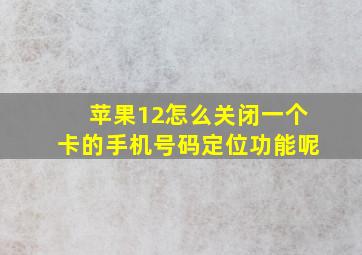 苹果12怎么关闭一个卡的手机号码定位功能呢