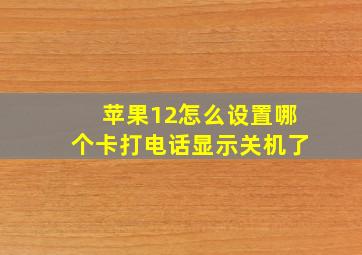 苹果12怎么设置哪个卡打电话显示关机了