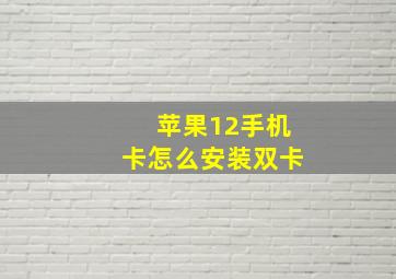 苹果12手机卡怎么安装双卡