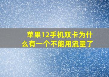 苹果12手机双卡为什么有一个不能用流量了