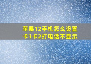 苹果12手机怎么设置卡1卡2打电话不显示