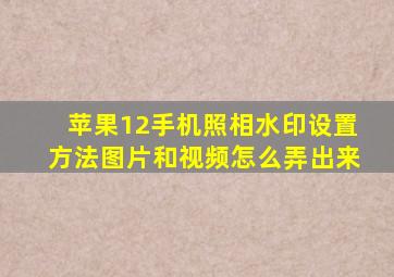 苹果12手机照相水印设置方法图片和视频怎么弄出来