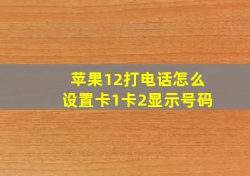 苹果12打电话怎么设置卡1卡2显示号码