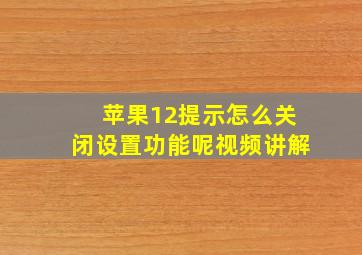 苹果12提示怎么关闭设置功能呢视频讲解