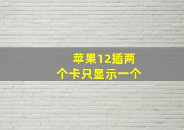 苹果12插两个卡只显示一个