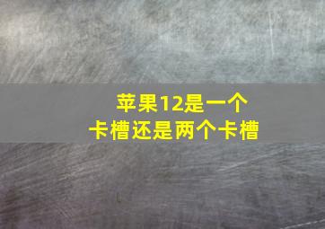 苹果12是一个卡槽还是两个卡槽