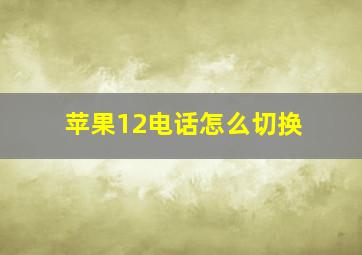 苹果12电话怎么切换