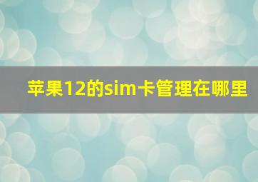 苹果12的sim卡管理在哪里