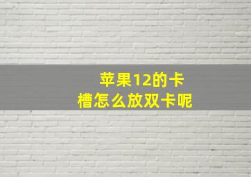 苹果12的卡槽怎么放双卡呢