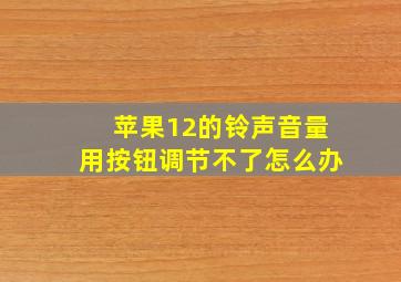 苹果12的铃声音量用按钮调节不了怎么办