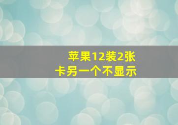 苹果12装2张卡另一个不显示