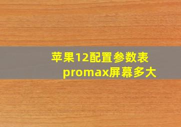 苹果12配置参数表promax屏幕多大