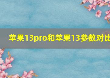 苹果13pro和苹果13参数对比