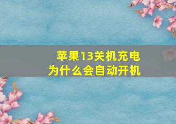 苹果13关机充电为什么会自动开机