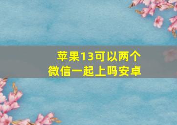 苹果13可以两个微信一起上吗安卓