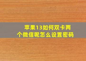 苹果13如何双卡两个微信呢怎么设置密码